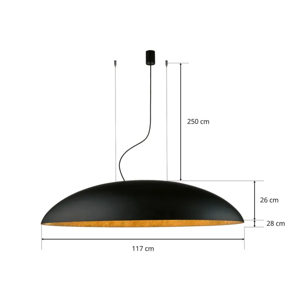 Hanglamp Canoe V, zwart/goud