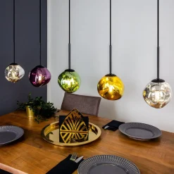 Hanglamp Canopus, meerkleurig, 5-lamps, glas, E14