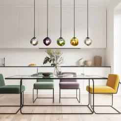 Hanglamp Canopus, meerkleurig, 5-lamps, glas, E14