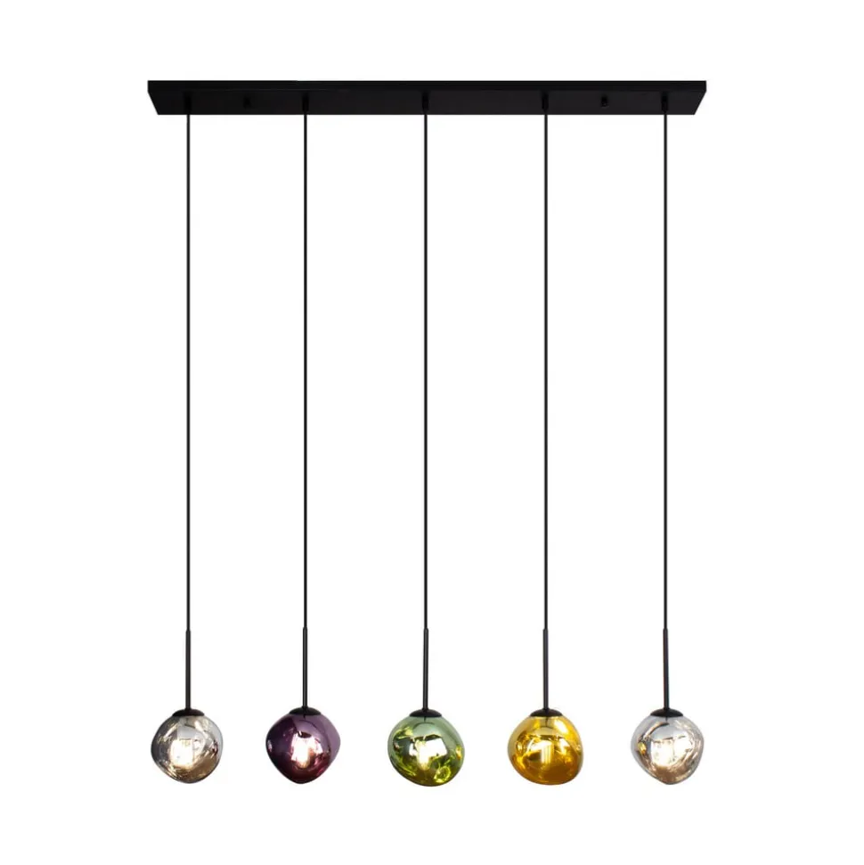 Hanglamp Canopus, meerkleurig, 5-lamps, glas, E14