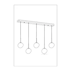 Hanglamp Canopus, meerkleurig, 5-lamps, glas, E14