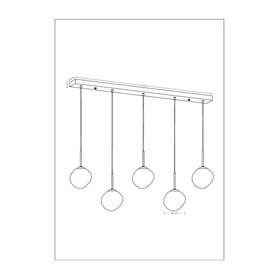 Hanglamp Canopus, meerkleurig, 5-lamps, glas, E14