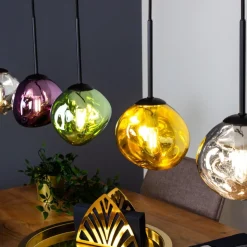 Hanglamp Canopus, meerkleurig, 5-lamps, glas, E14