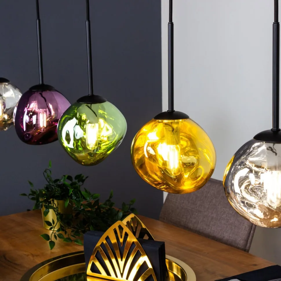 Hanglamp Canopus, meerkleurig, 5-lamps, glas, E14