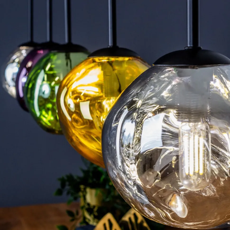 Hanglamp Canopus, meerkleurig, 5-lamps, glas, E14