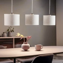 Hanglamp Canvas, linnen kappen, 3-lamps