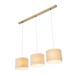 Hanglamp Canvas, linnen kappen, 3-lamps