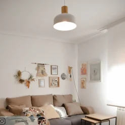 Hanglamp Carlise met houten element