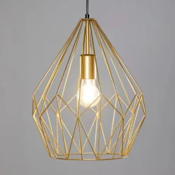 Hanglamp Carlton met kooikap, goud Ø 31cm