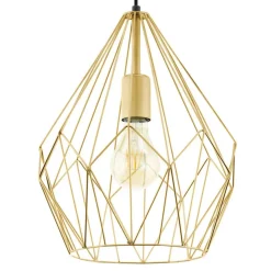 Hanglamp Carlton met kooikap, goud Ø 31cm