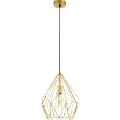 Hanglamp Carlton met kooikap, goud Ø 31cm