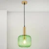 Hanglamp Carneval, antiek messing/groen, Ø 20 cm, glas