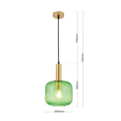 Hanglamp Carneval, antiek messing/groen, Ø 20 cm, glas