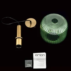 Hanglamp Carneval, antiek messing/groen, Ø 20 cm, glas