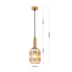 Hanglamp Carneval, antiek messing/amber, Ø 14 cm, glas