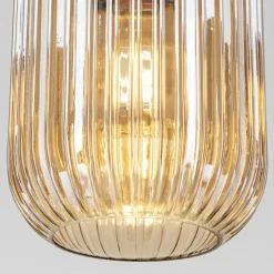 Hanglamp Carneval, antiek messing/amber, Ø 14 cm, glas