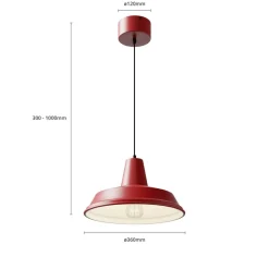 Hanglamp CLASS, rood/wit, Ø 36 cm, metaal