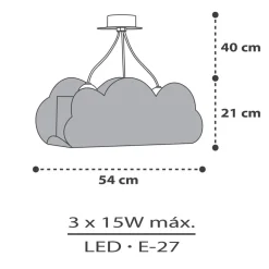 Hanglamp Cloud Grey in de vorm van een wolk, grijs