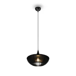Hanglamp Colino van houtlamellen, zwart