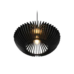Hanglamp Colino van houtlamellen, zwart