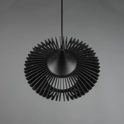 Hanglamp Colino van houtlamellen, zwart