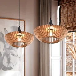 Hanglamp Colino van houtlamellen, hout licht