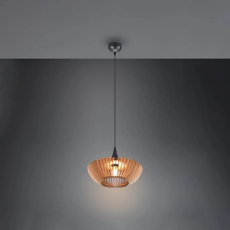 Hanglamp Colino van houtlamellen, hout licht