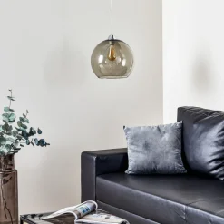 Hanglamp Colour, glazen kap grafietgrijs