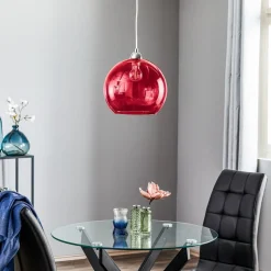 Hanglamp Colour, glazen kap rood