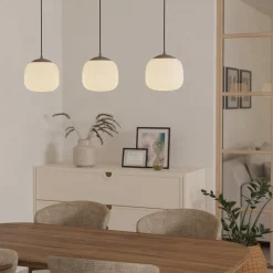 Hanglamp Cominio taupe/zand, 3-lamps