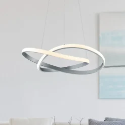 Hanglamp Course, mat nikkel, 3.000 K, Ø 60 cm, metaal
