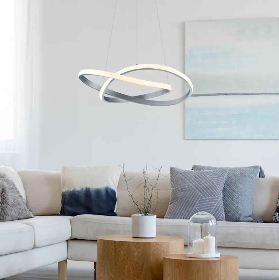 Hanglamp Course, mat nikkel, 3.000 K, Ø 60 cm, metaal