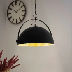 Hanglamp Covaleda van staal, zwart/goud