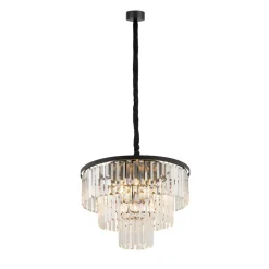Hanglamp Cristal, transparant/zwart, Ø 56 cm