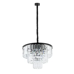 Hanglamp Cristal, transparant/zwart, Ø 56 cm