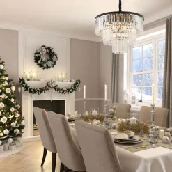 Hanglamp Cristal, transparant/zwart, Ø 56 cm