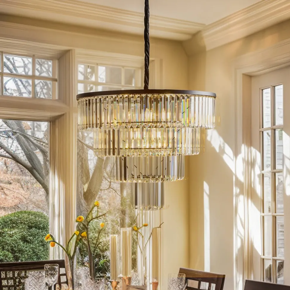 Hanglamp Cristal, transparant/zwart, Ø 71 cm