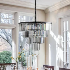 Hanglamp Cristal, transparant/zwart, Ø 71 cm