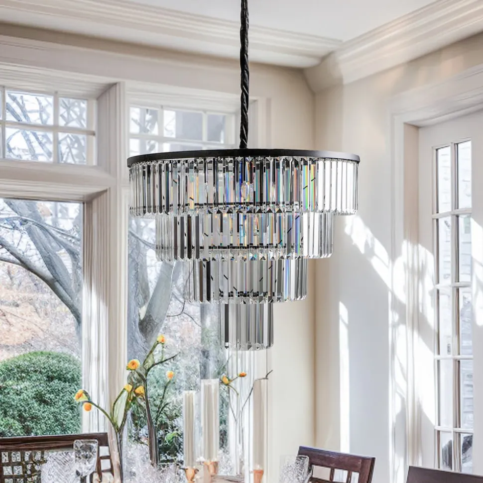 Hanglamp Cristal, transparant/zwart, Ø 71 cm