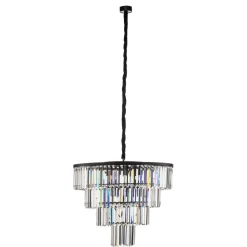 Hanglamp Cristal, transparant/zwart, Ø 71 cm