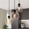 Hanglamp Cubus, Ø 50 cm, 3-lamps, helder/honingbruin, glas