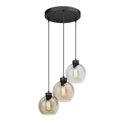 Hanglamp Cubus, Ø 50 cm, 3-lamps, helder/honingbruin, glas