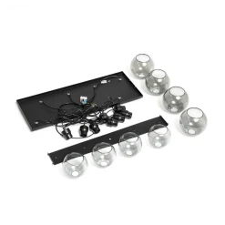 Hanglamp Cubus, 95 cm lang, 8-lamps, rookgrijs, glas