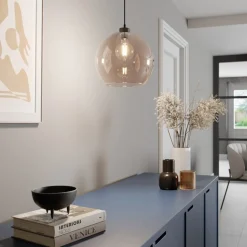 Hanglamp Cubus, amber, glas, Ø 30 cm, E27