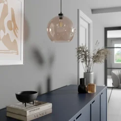 Hanglamp Cubus, amber, glas, Ø 30 cm, E27