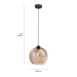 Hanglamp Cubus, amber, glas, Ø 30 cm, E27
