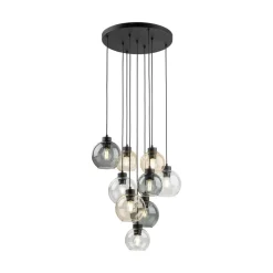 Hanglamp Cubus Mix, Ø 58 cm, 9-lamps, meerkleurig, glas, E27