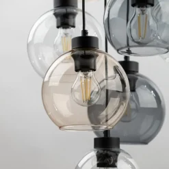 Hanglamp Cubus Mix, Ø 58 cm, 9-lamps, meerkleurig, glas, E27