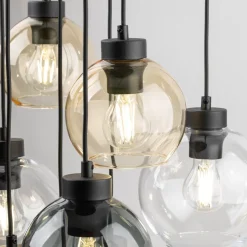 Hanglamp Cubus Mix, Ø 58 cm, 9-lamps, meerkleurig, glas, E27