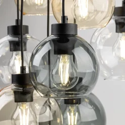 Hanglamp Cubus Mix, Ø 58 cm, 9-lamps, meerkleurig, glas, E27